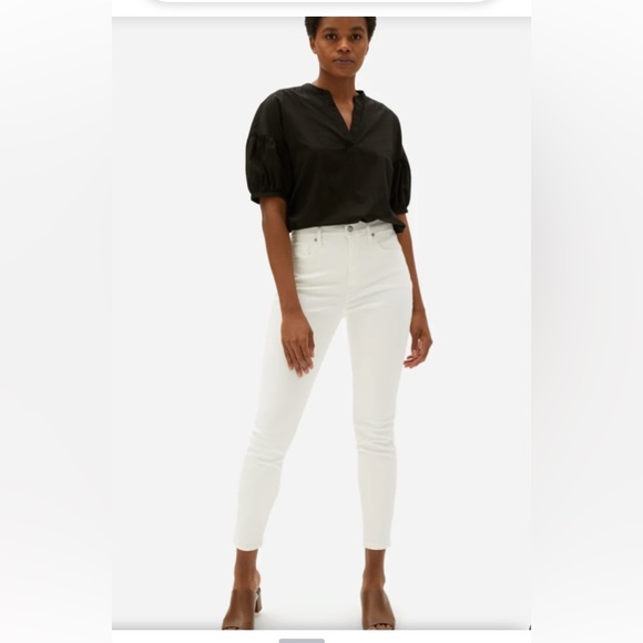 Everlane White Jeans Mid Rise High Stretch Skinny Jeans Plus Size White 35R NWT - Picture 1 of 7